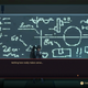 Ann stares in confusion at symbols drawn on a chalk board in a secret laboratory.